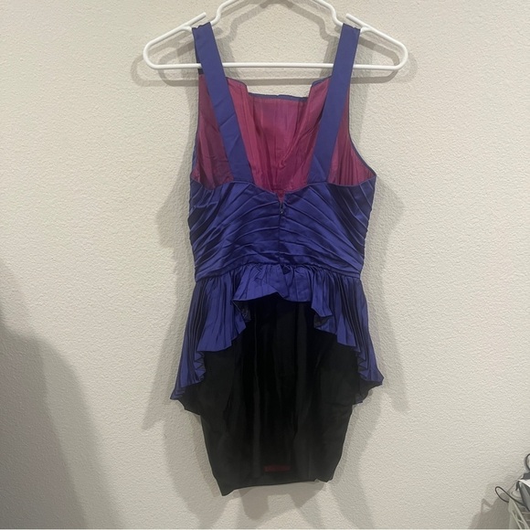 Vintage gem! Neiman Marcus purple/blue black pleated mini dress fits size small - Picture 5 of 15